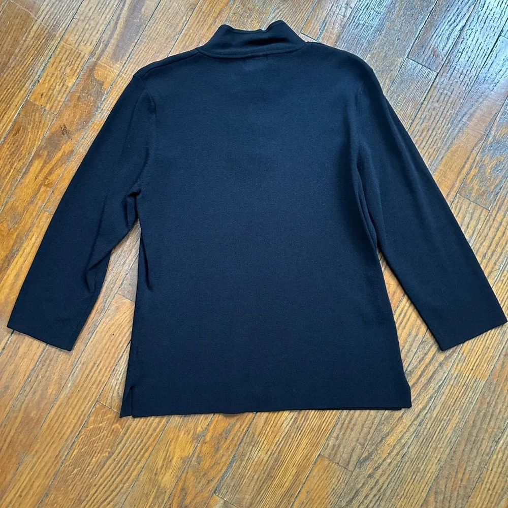 Multiples Black 3/4 Sleeve Sweater with Knotted Buttons - Picture 3 of 3